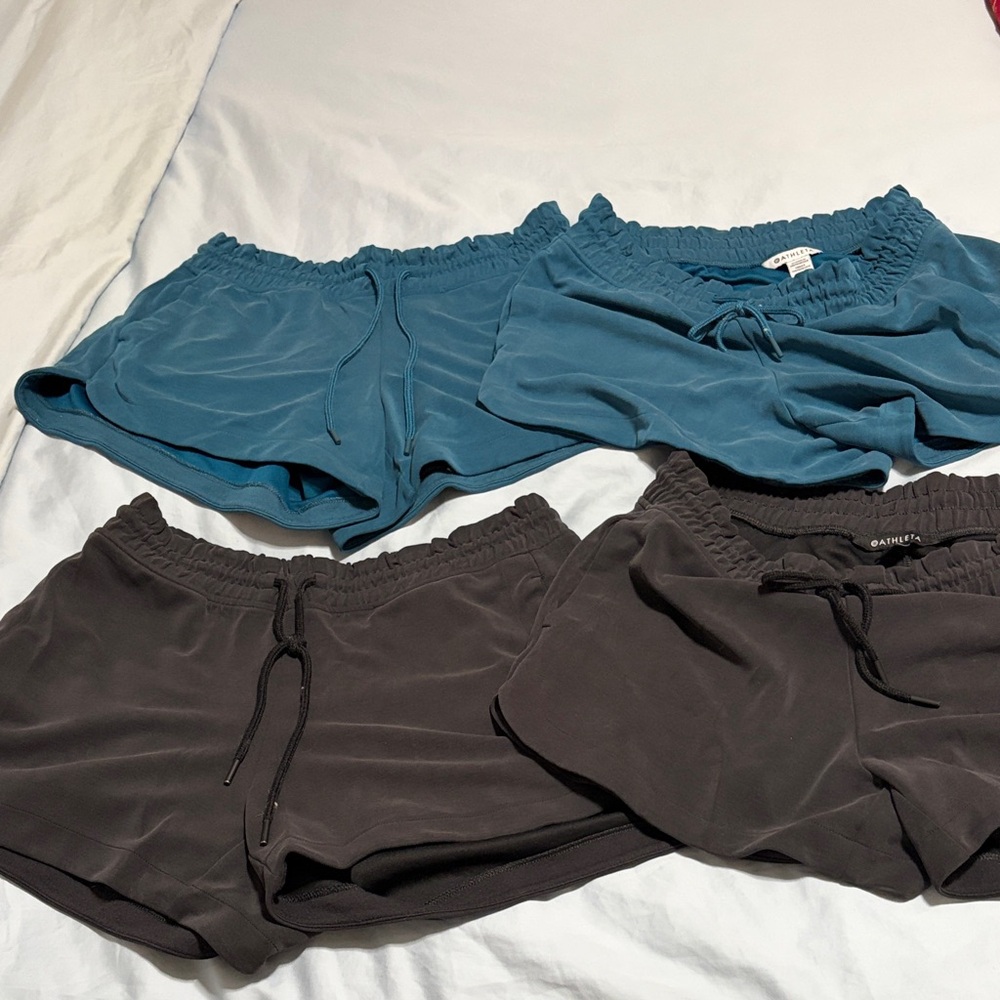 Athleta Women's Seasoft Athletic Shorts - Teal and Black Medium Lot of 4